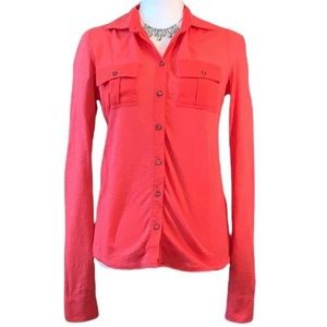 Aeropostale Dark Pink Button Down Blouse Size Medium